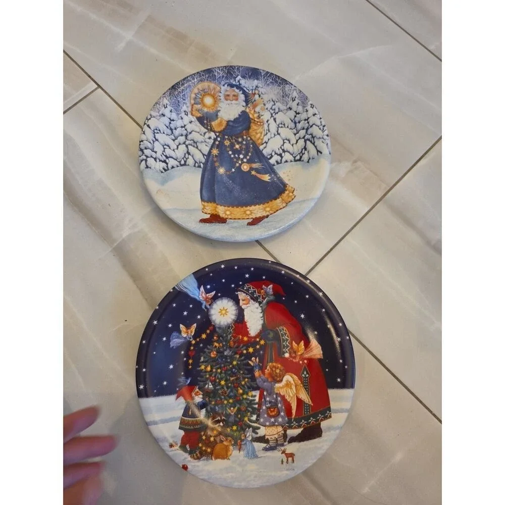 Certified International Starlight Santa Night Time Edition 2 Pc Salad Plates